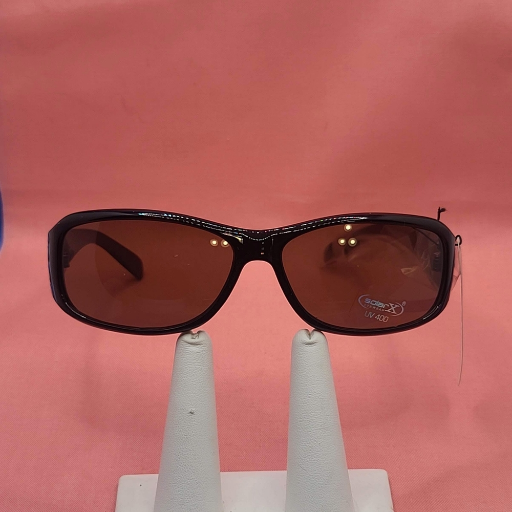 NWT Solar X UV 400 Black Frame Brown Lens Sunglasses (Scratch on Lens)